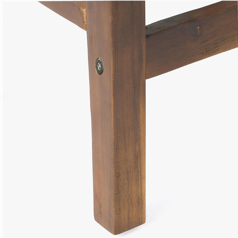 Tabouret de bar d'extérieur à hauteur de comptoir en bois d'acacia, ensemble de 2, finition brun acajou