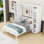Grand lit escamotable mural avec deux armoires pliables-389201575