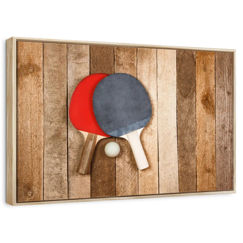 Ping-pong en bois, Cadre flottant en bois naturel, 37 po x 25 po