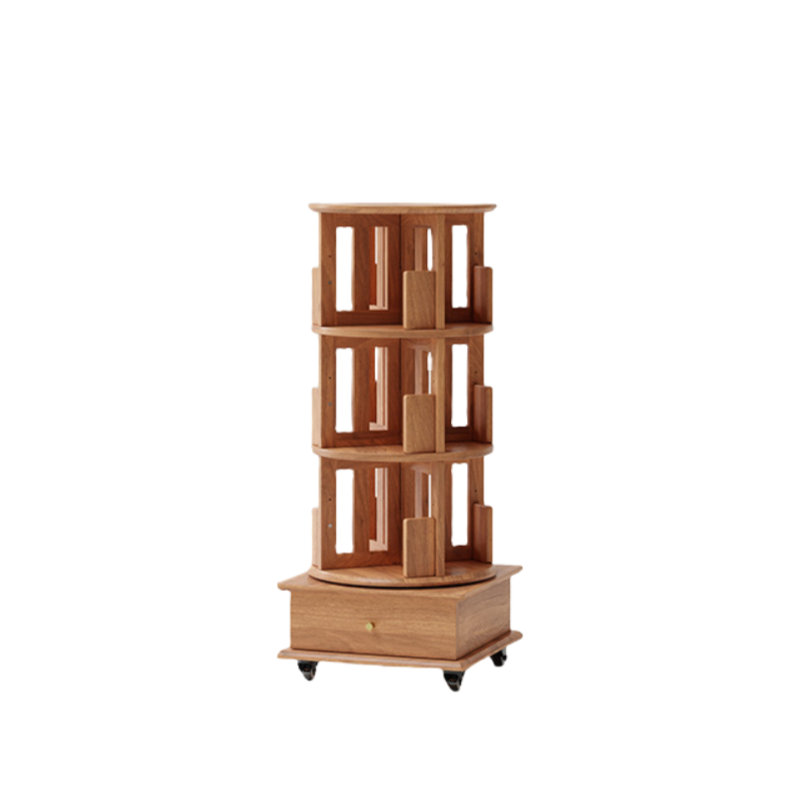 Bibliothèque rotative de style moderne, Marron clair, (3 tablettes) H 46,85 po x l 19,29 po x P 19,29 po