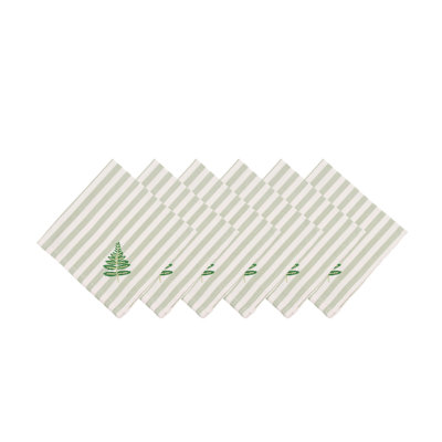 Botanical Forest Embroidered Hemstitch Napkins Set of 6