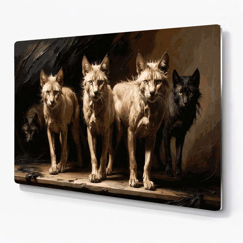 Cats Lykoi, art mural en métal brun, H 288 po x l 432 po x P 0,05 po