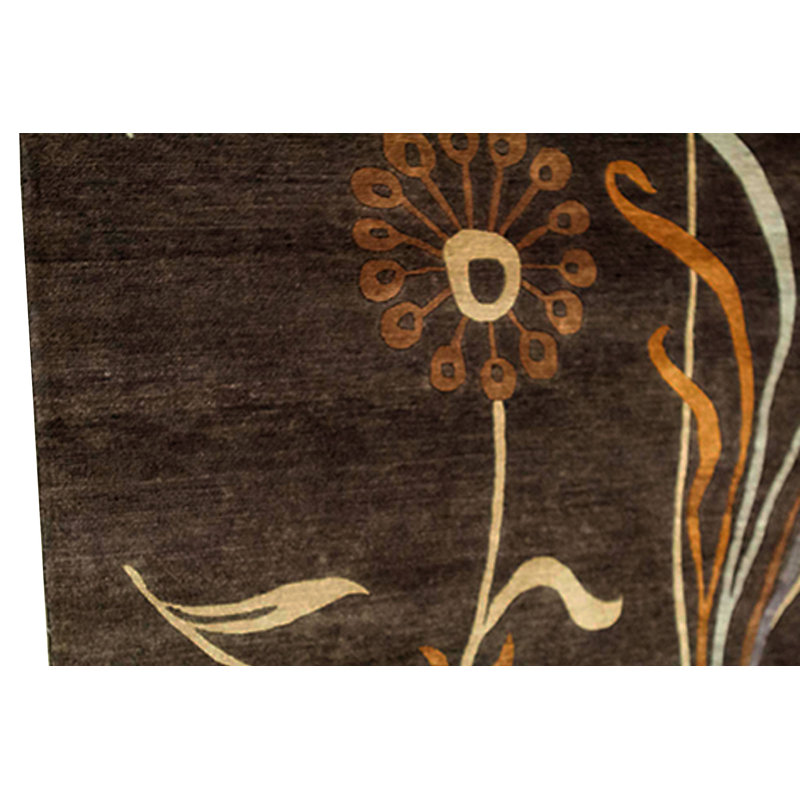 Floral Area Rug in Dark Brown/Yellow/Ivory
