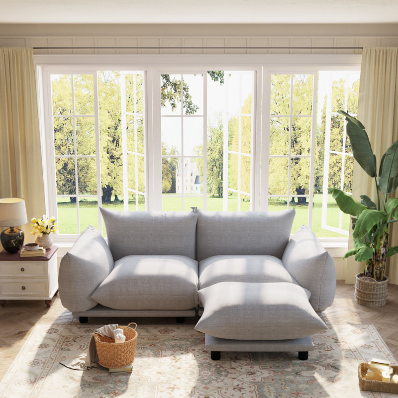 Canapé modulaire rembourré 74,8 po Hollye, Mélange de lin gris