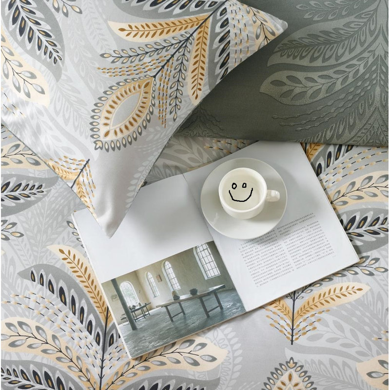 Bedding, Double Duvet Cover + 2 Standard Pillowcases, Silver Floral