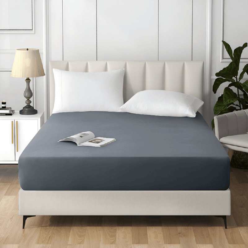 Angeliza Microfiber Standard Fitted Sheet, Double (4'6), Charcoal