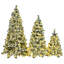 Pre-Lit Spruce Snow Flocked Xmas Tree Set - 4FT, 6FT, 7.5FT with Pine Cones