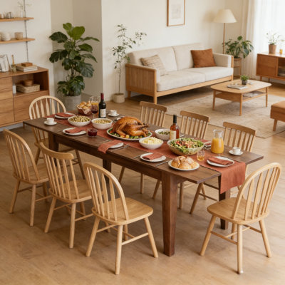 70"-106" Extendable Dining Table For 6-10 Person, Wooden Dining Room Table, Modern Extendable Table For Gatherings