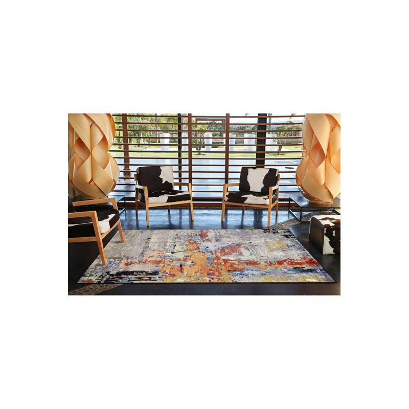Tapis décoratif moderne de couleur pastel, Sous-tapis rond 3 pi 3 po inclus