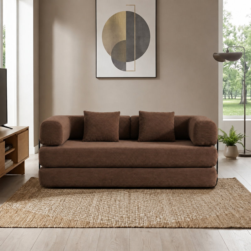 Boneless Modular Compression Sleeper Sofa, Brown