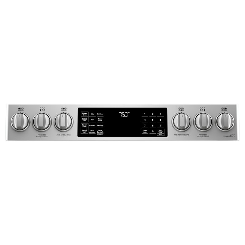 CAFÉ™ 30" Smart Slide-In, Front-Control, Gas Double-Oven Range with Convection, Stainless Steel