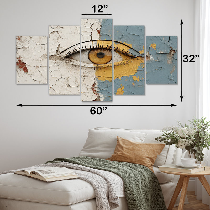 «Yellow and Grey Eye Expression», ensemble d'art mural multi-panneaux