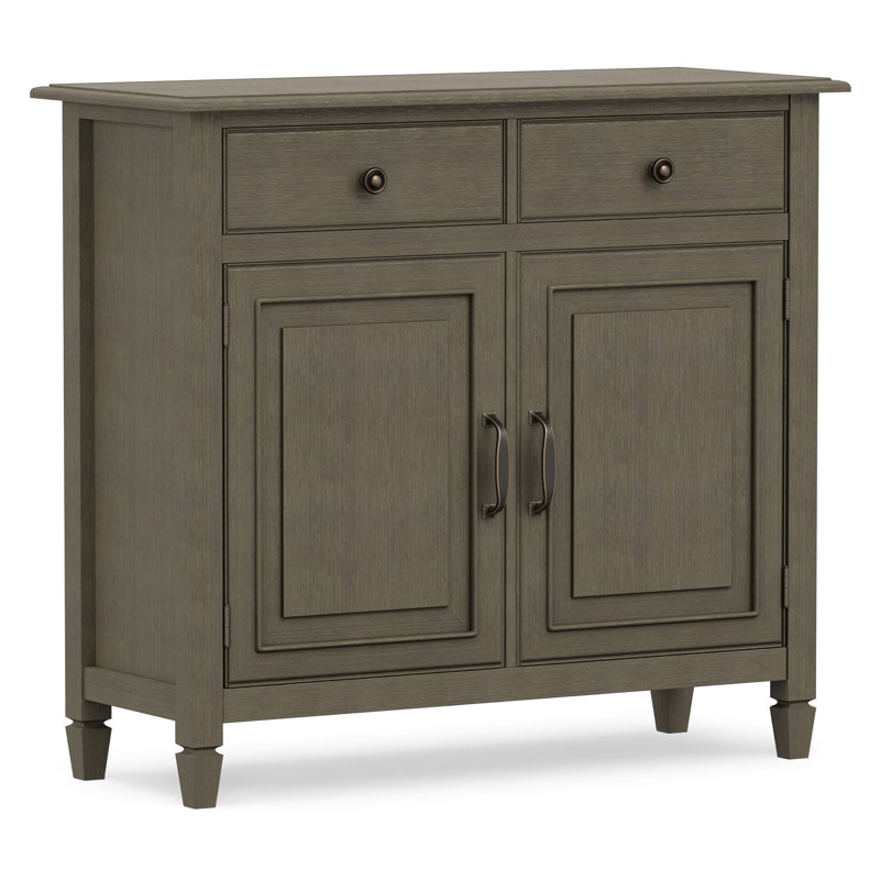 Connaught 40"W Solid Wood 2-Shelf Entryway Storage Cabinet with 2 Storage Drawers, Farmhouse Grey