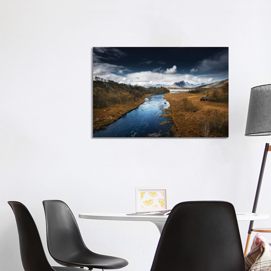 Lofoten Fluss - Galerie-verpackte Leinwand Giclée