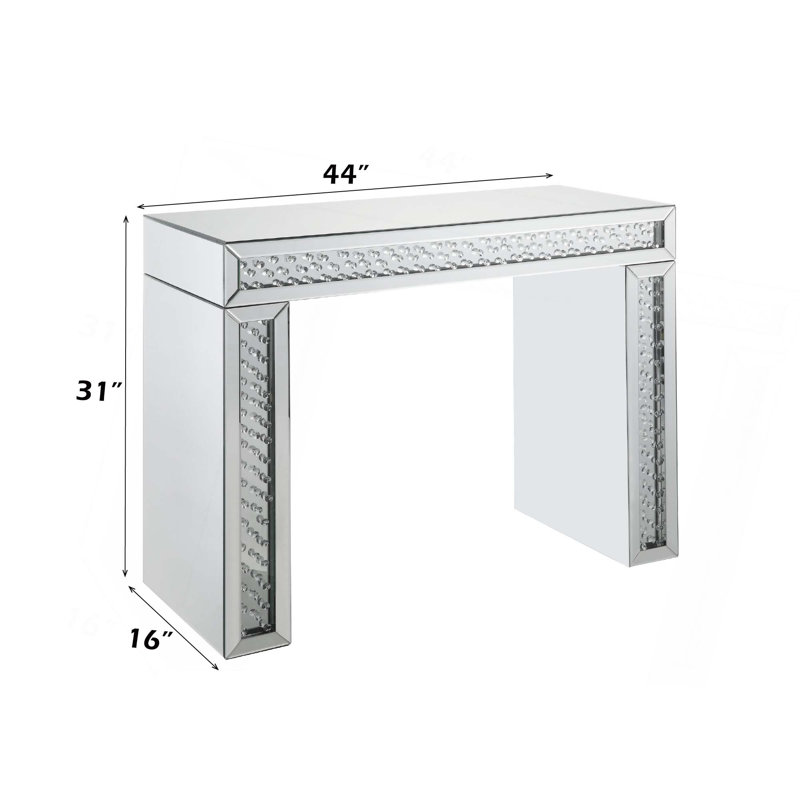 Bureau de coiffeuse en miroir et faux cristaux (assemblé)