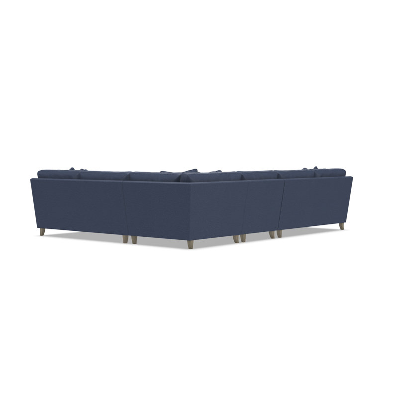 Bernhardt Mila 4-Piece Fabric Sectional, Blue Polyester, 33.5" H x 137" W x 107" D, Right Hand Facing