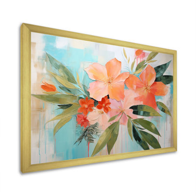 Modern Pink And Green Tropical Flowers - Abstract Collages Wall Art