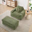Canapé simple en velours côtelé avec un coussin, deux coussins décoratifs, un repose-pieds et deux espaces de rangement-229400829