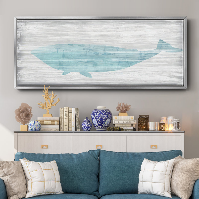Baleine IV - toile encadrée, H 8 po x l 20 po