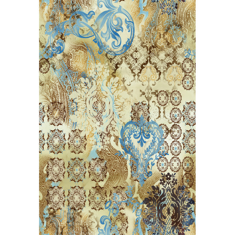 Luxurious Woven Carpet 5.2 x 7.5 ft, 100% Polyester, 0.4 in Pile Height | Antibacterial, Non-Slip PVC Dot Underside, Machine Washable | Elegant 3D Digital Print Design, Perfect for Living Room & Bedroom Décor