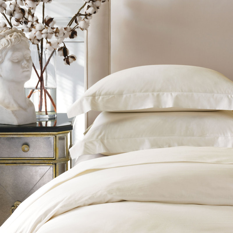 Ensemble de housse de couette en coton Gianna, Housse de couette pour lit simple + 1 taie décora, Ivoire