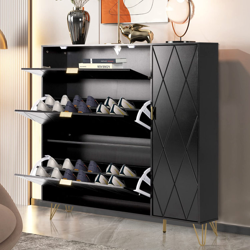 Armoire de rangement pour chaussures 16 paires Marable, Noir