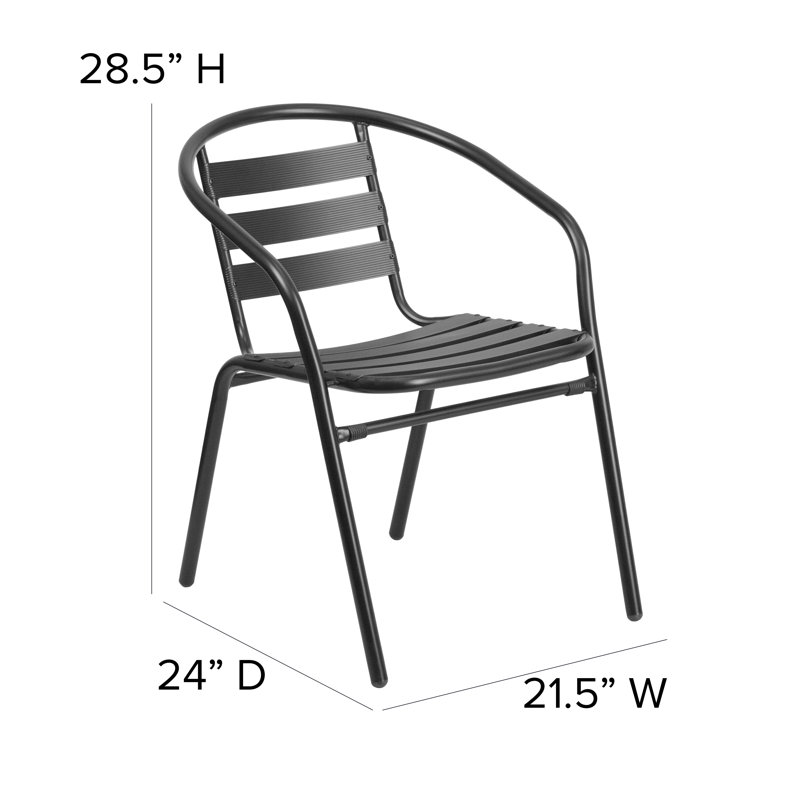 Black Metal and Glass 6-Person Outdoor Dining Set