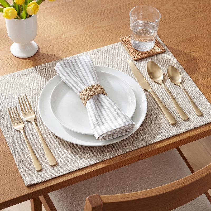 Elmire 20-Piece Flatware Set, Champagne Satin
