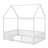 Full Size Wood House Bed with Fence-598708475