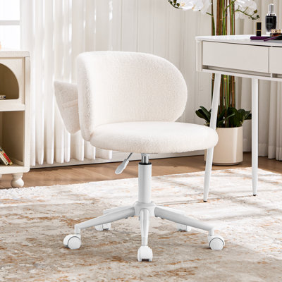 Modern Swivel Vanity Chair, Upholstered Makeup Chair, Adjustable Home Office Desk Chair