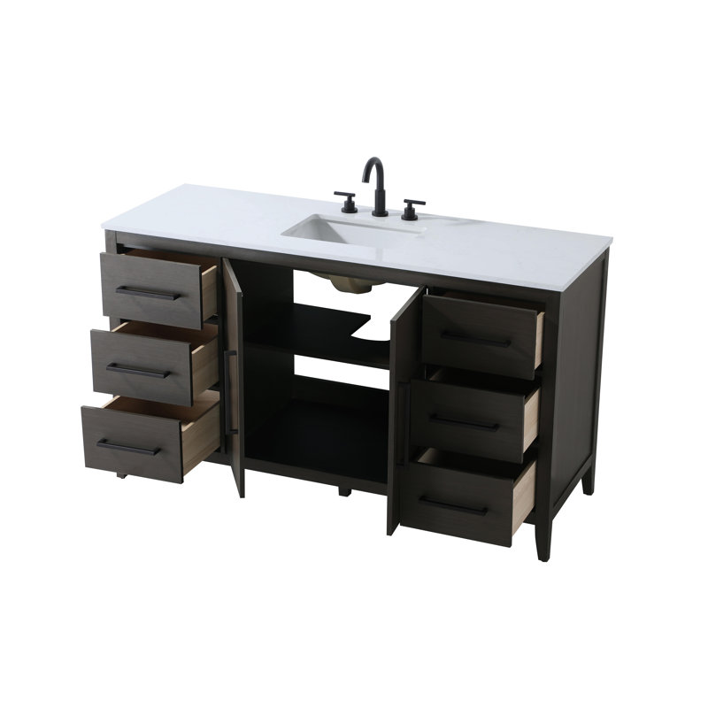 Meuble-lavabo simple 60 po, Brun moka