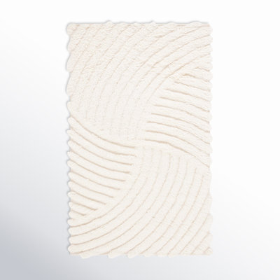 Abriel Abstract Handmade Wool Area Rug in Ivory