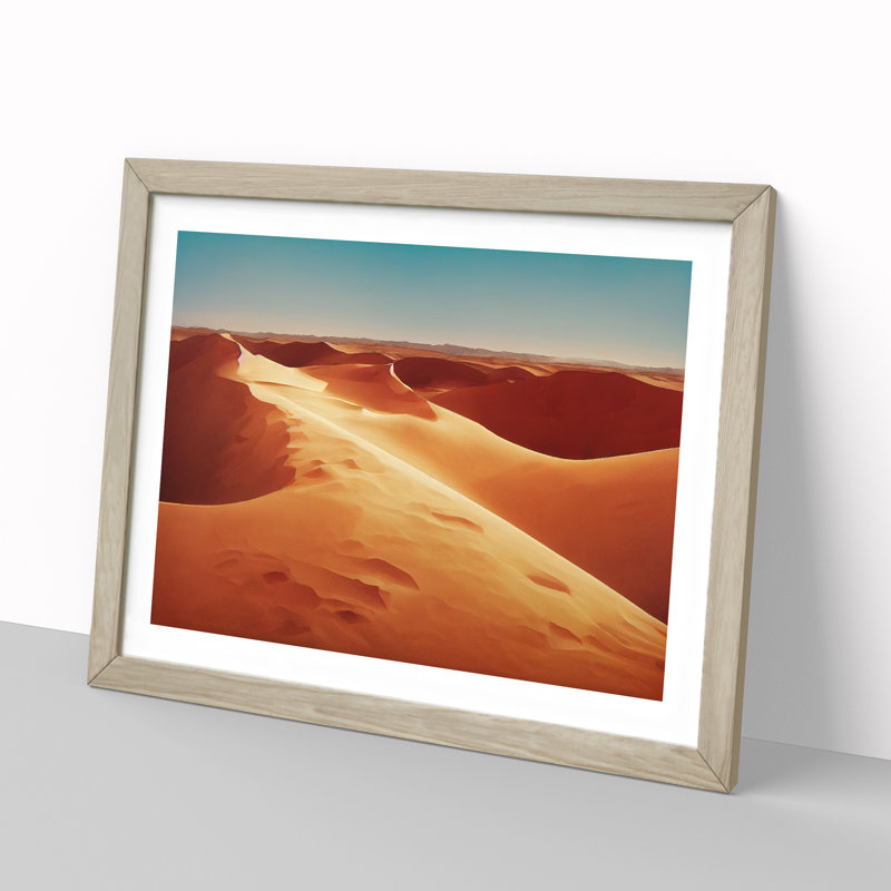 Placid Desert - Single Picture Frame Print, 34cm H x 46cm W x 2cm D, Oak Framed