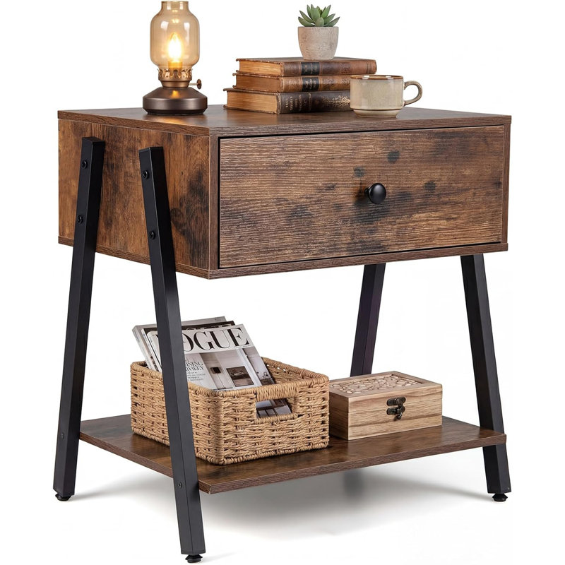 54cm W Metal Bedside Table