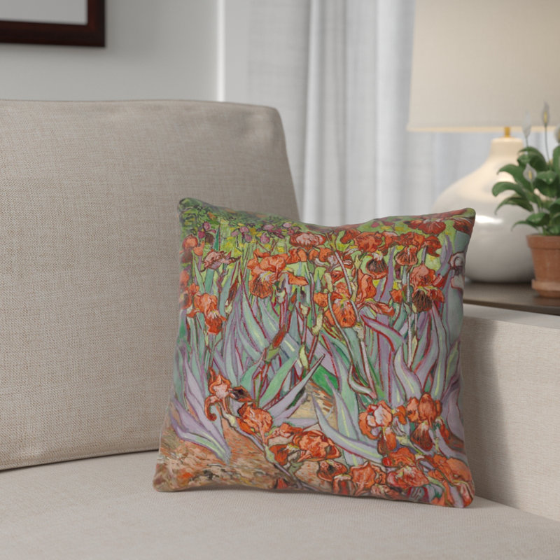 Housse de coussin carrée irises Morley, 20 po x 20 po, Orange, Pas de remplissage