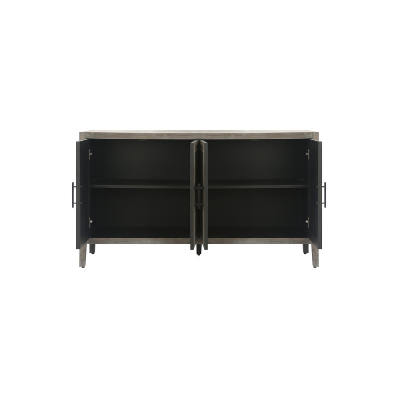 Armoire d'appoint 4 portes avec tablette réglable - buffet brun antique 60 pouces