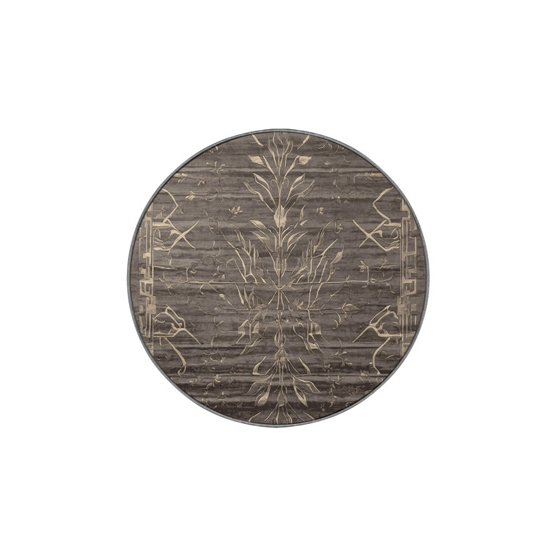 Machine Washable Gray Area Rug, Round 5'