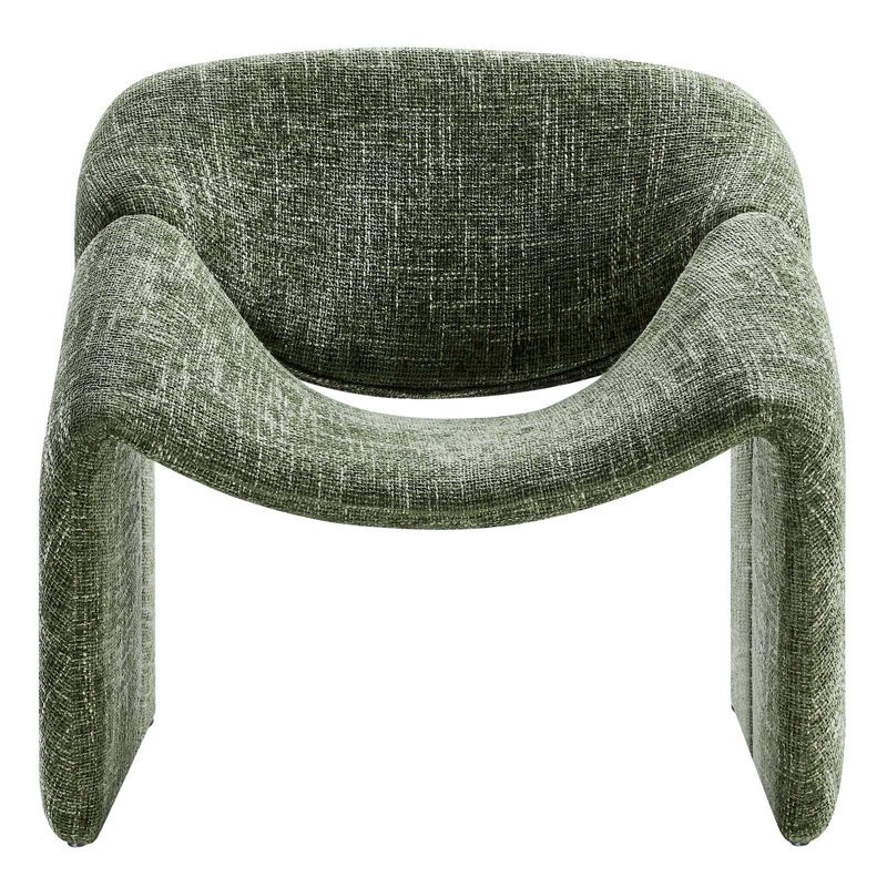 Basil Green Faux Leather Barrel Accent Chair with Metal Frame