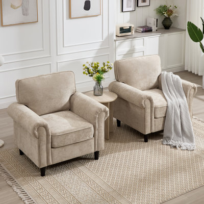 Ensemble de 2 chaises d'appoint rembourrées en tissu