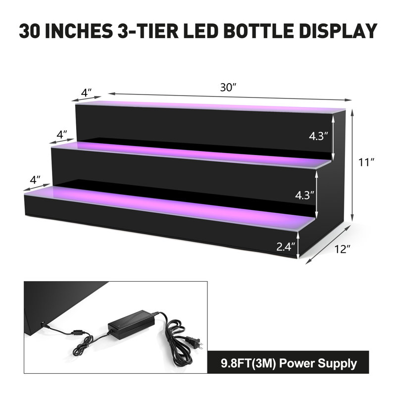 Support à vin de table noir, H 11 po x l 30 po x P 12 po