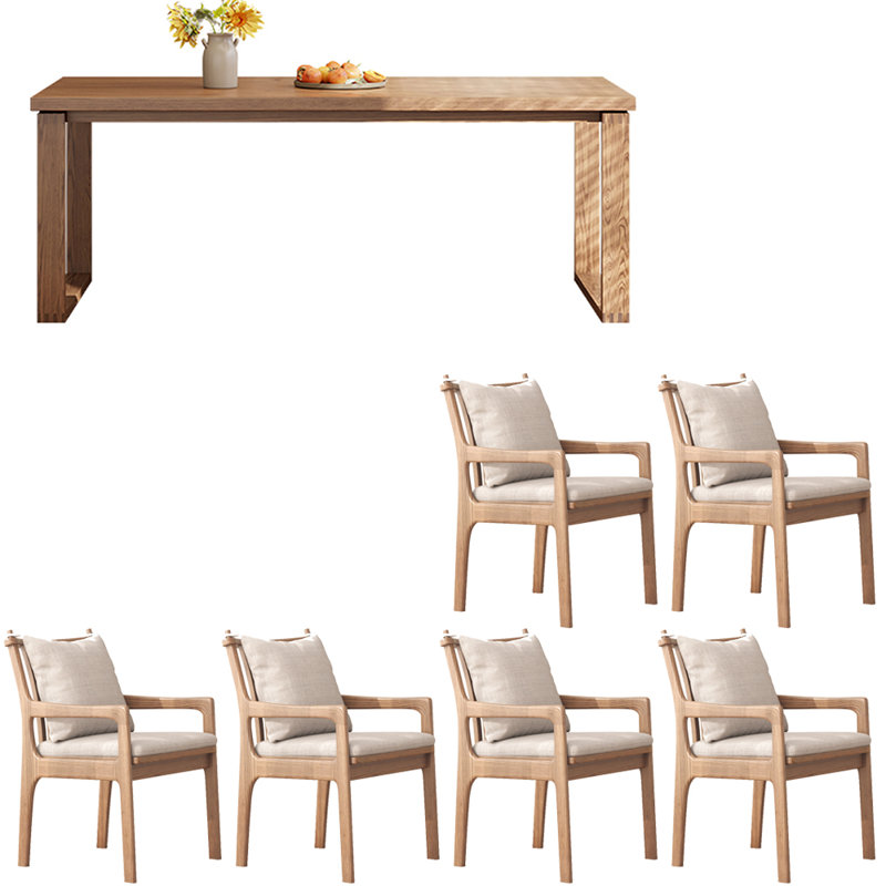 Ensemble de table de salle à manger en bois massif de style nordique, H 29,5 po x L 94,4 po x l 35,4 po