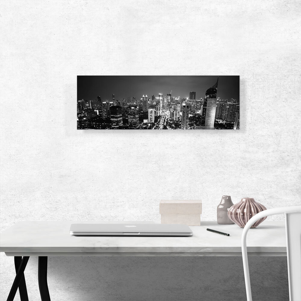 ARTCANVAS Jakarta Indonesia Black And White Skyline On Canvas Print ...