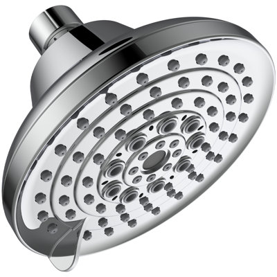 Rain Shower Head 4.7 x 4.5 x 3.7 Inch Plastic 1 Piece Chrome High Pressure Adjustable 6 Spray
