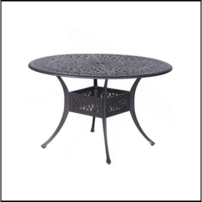 Outdoor Patio Aluminum 48 Inch Round Dining Table, Weather-Resistant And Elegant For Garden And Balcony