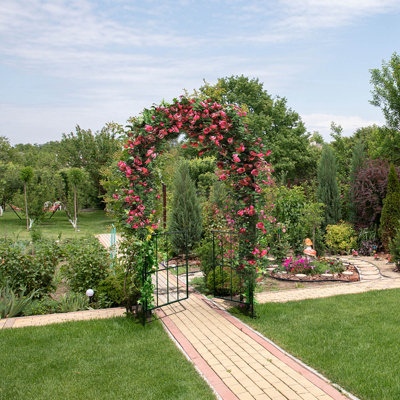 43.5'' W x 14'' D Metal Arbor with Gate in Black