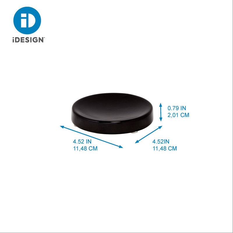 Matte Black Ceramic Round Soap Dish with Non-Skid Feet