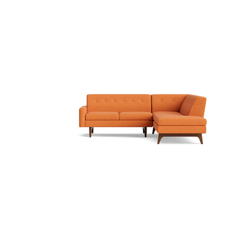 Tyler Sectional With Bumper (95" X 95"), Performance Weave - Carrot, Right Hand Facing