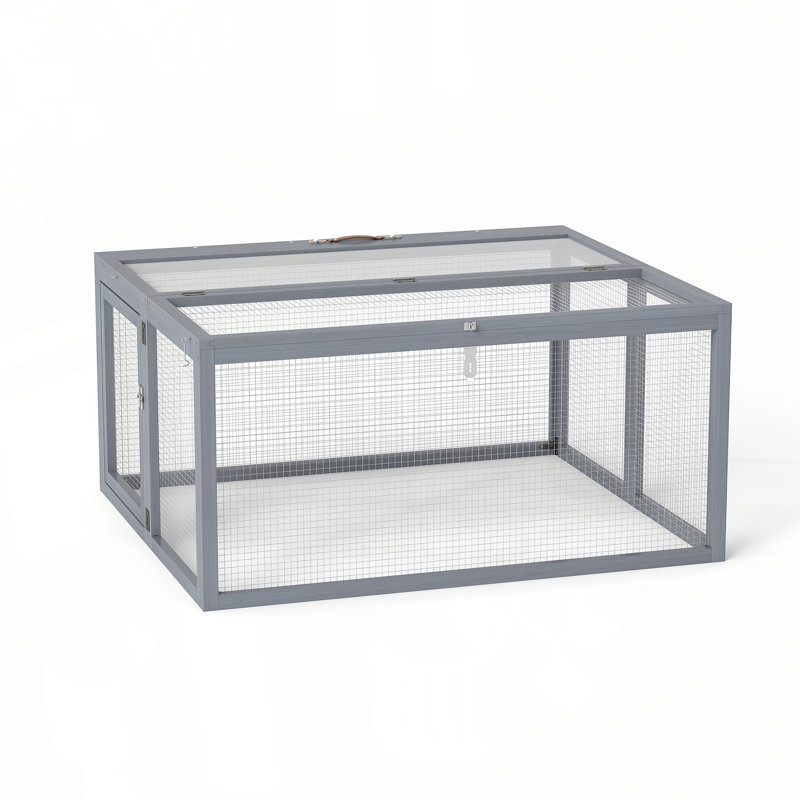 Cage à lapin pliante avec portes verrouillables et piquets de sol