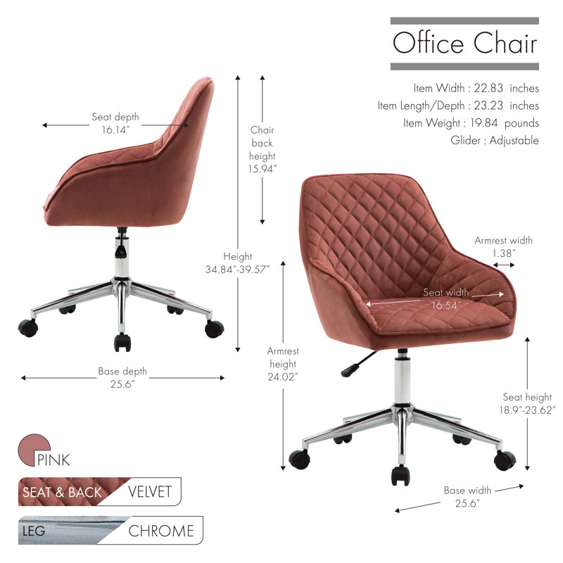 Velvet Office Chair, Pink