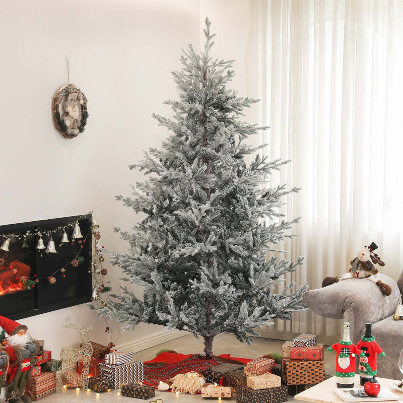Arbre de Noël artificiel 7,5 pi avec base en métal pliable